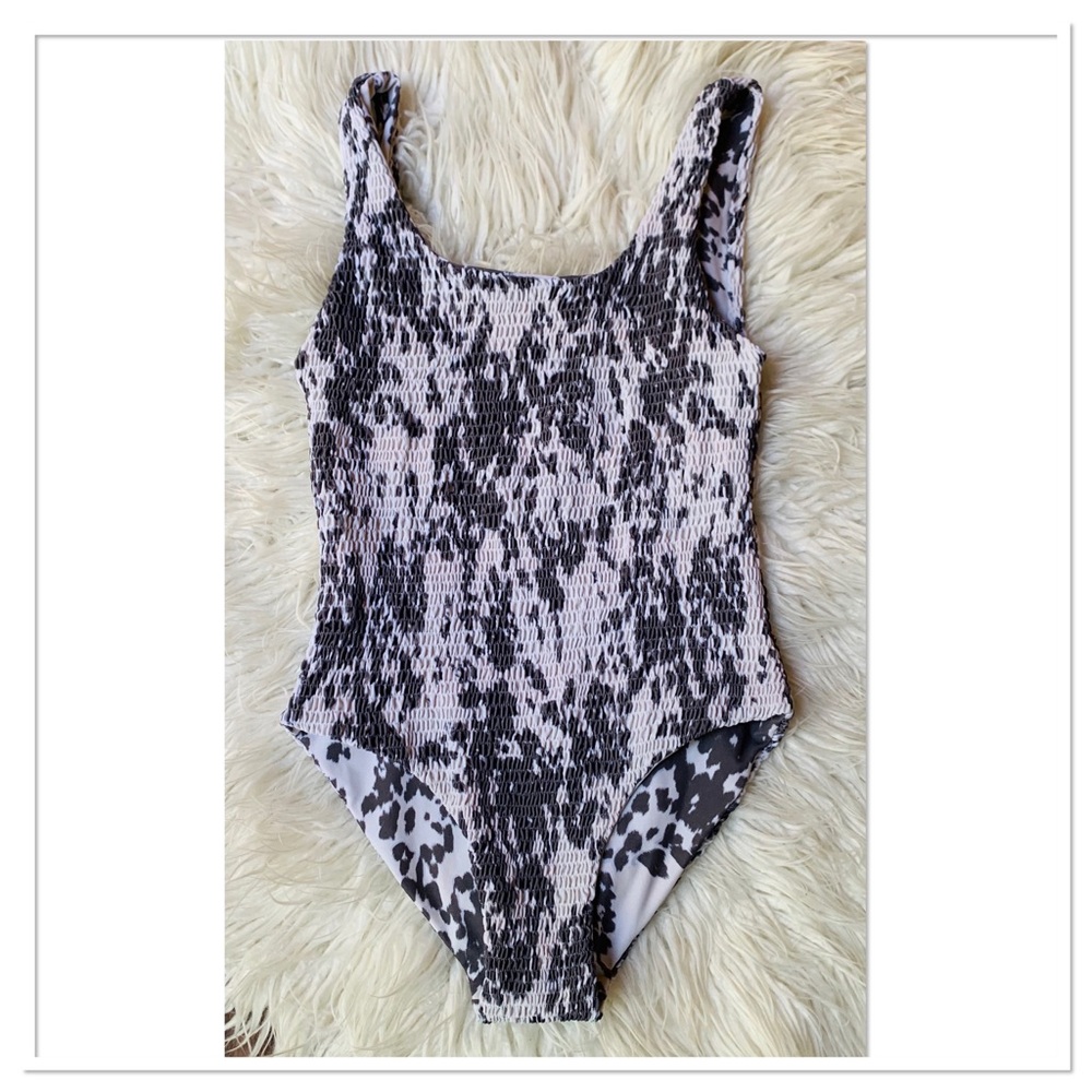 Aila Blue Hermosa Smocked One Piece Swimsuit  Size Medium